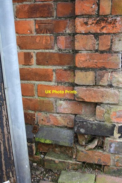 Photo 6"x4" Benchmark on Rosebery Street wall Loughborough c2016