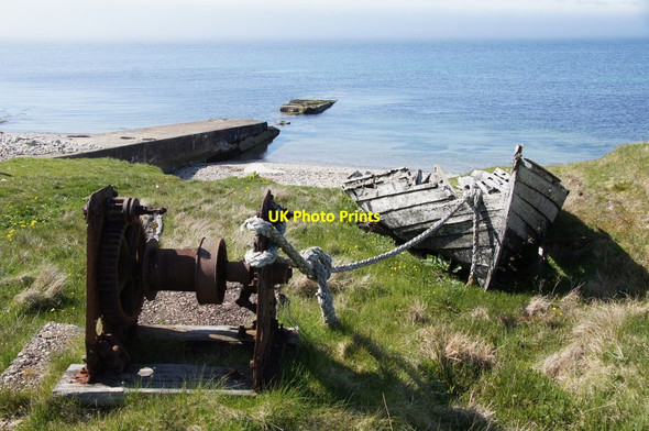 Photo 6"x4" Disintegrating pier and flit boat, Brough Lodge, Fetlar Herra\/HU6091 c2016