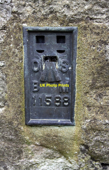 Photo 6"x4" Benchmark on outbuilding at The Old Vicarage Downholme c2016