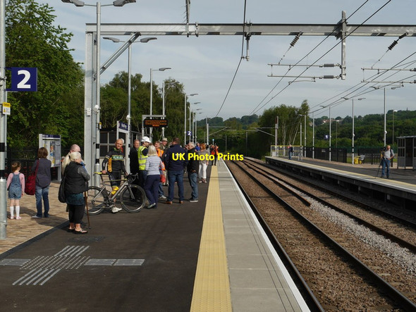 Photo 6"x4" Waiting for the first train at Kirkstall Forge Station Horsforth c2016