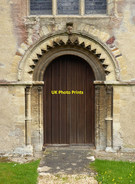 Photo 6"x4" Lambourn church: Norman west door Lambourn c2017