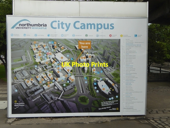 Photo 6"x4" Campus plan, University of Northumbria Newcastle upon Tyne c2017