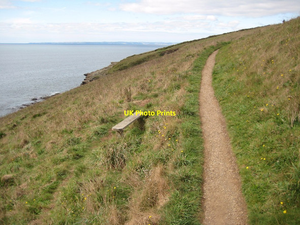 Photo 6"x4" Bench beside the South West Coast Path Mullion Cove c2010