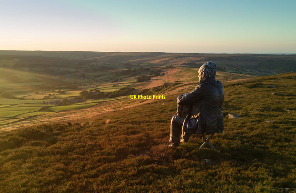 Photo 6"x4" Seated Man on Castleton Rigg Westerdale\/NZ6605 c2017