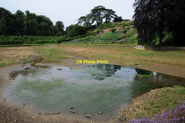 Photo 6"x4" Drained Mirror Lake at Upton House Lower Tysoe c2016