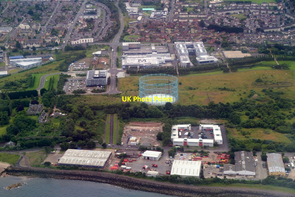 Photo 6"x4" Granton gasometer, Edinburgh, from the air Granton c2016