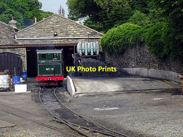 Photo 6"x4" Locomotive No.13 being coaled at Douglas engine shed Douglas\/SC3875 c2016