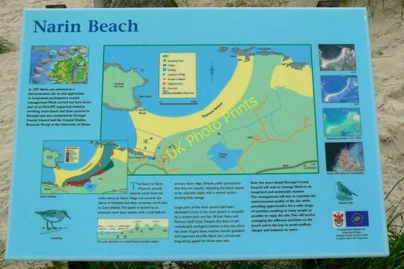 Photo 6"x4" Naran - Beach sign regarding low tide Portnoo c2005