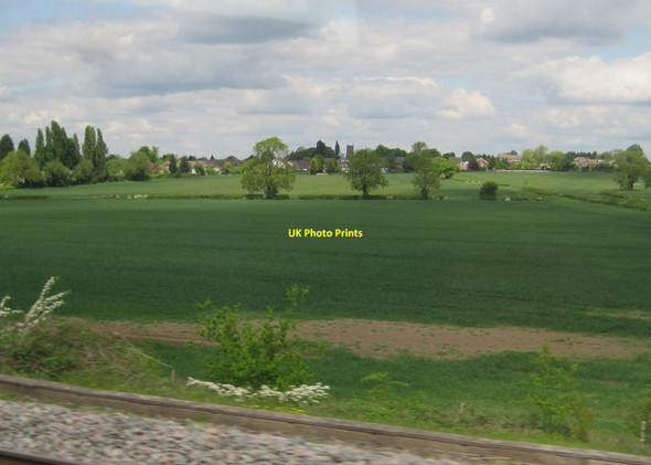 Photo 6"x4" View from a Rugby-Crewe train - fields near Bulkington Barnacle c2016