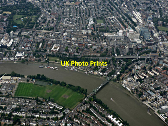 Photo 6"x4" Hammersmith Bridge from the air Barnes c2016
