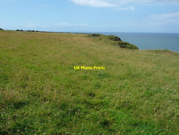 Photo 6"x4" Cliff-top sheep pasture, Gob y Deigan Ballacarnane Beg c2016