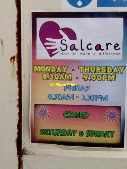 Photo 6"x4" UK Salcare Poster  Sign Part 1 Heanor c2016