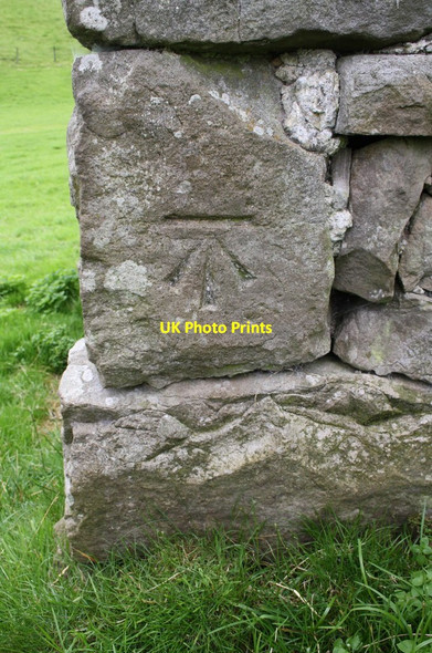 Photo 6"x4" Benchmark on barn in field near Cross Trees Ivelet c2016