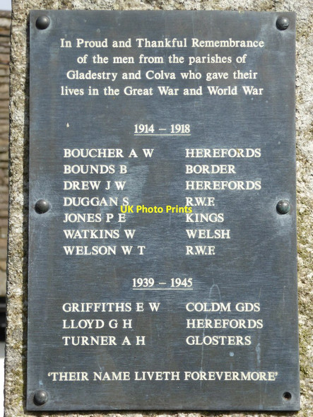 Photo 6"x4" Names on Gladestry and Colva war memorial Gladestry c2016
