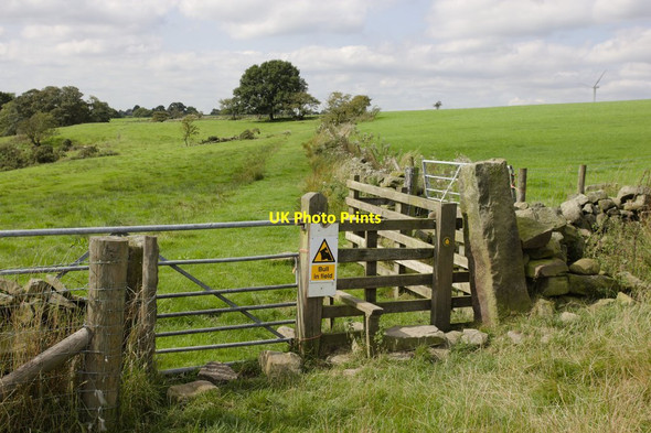 Photo 6"x4" Stile and Bull in Field Sign on the path to Long Liberty Farm Brown Bank\/SE2153 c2016
