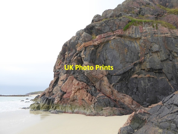 Photo 6"x4" Cliff at the north end of Oldshoremore beach Balchrick c2016