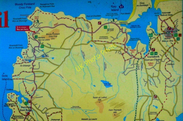 Photo 6"x4" Gweedore - Sign showing map of Gweedore area Brinlack c2005