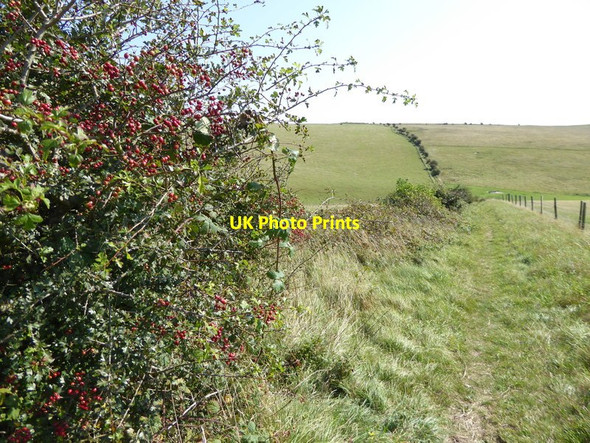 Photo 6"x4" Descent of bridleway on the Downs Castle Town c2016