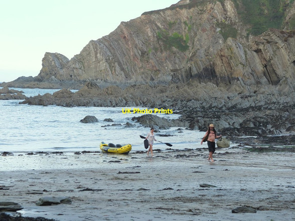 Photo 6"x4" Kayakers coming ashore at Lee Bay, North Devon Higher Warcombe c2016