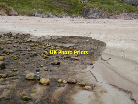 Photo 6"x4" Stream erosion on the beach at Tr\u00c3\u00a0igh Allt Ch\u00c3\u00a0ilgeag Leirinmore c2016