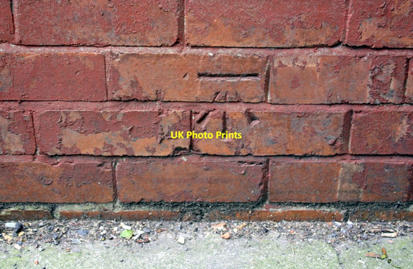 Photo 6"x4" Benchmark on abutment wall of railway bridge, Parkside Darlington c2016
