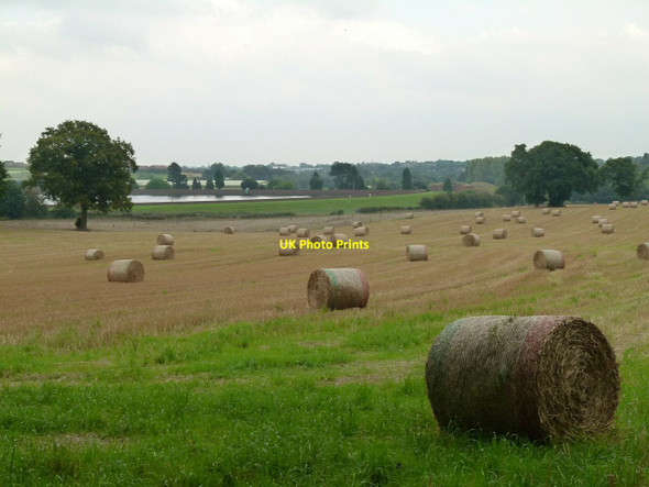 Photo 6"x4" Stubble field with bales Frankley\/SO9980 c2016