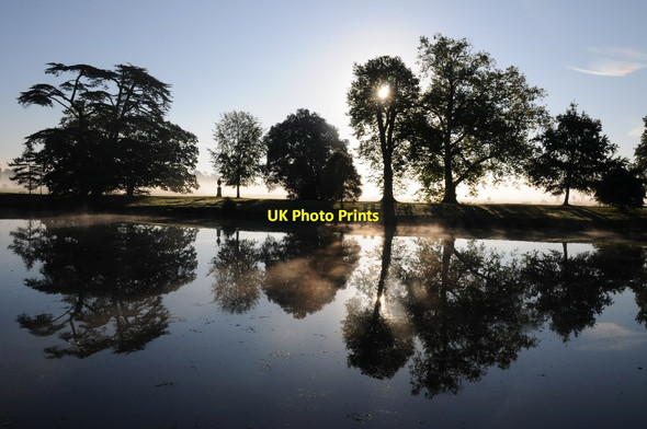 Photo 6"x4" Trees reflected in the lake at Croome High Green\/SO8745 c2016