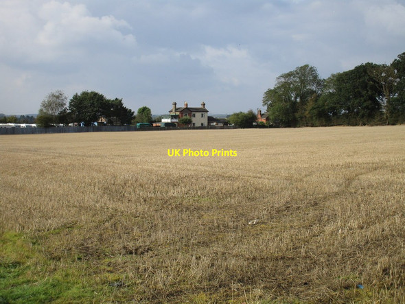 Photo 6"x4" Stubble field and the old station, Harmston Harmston c2016