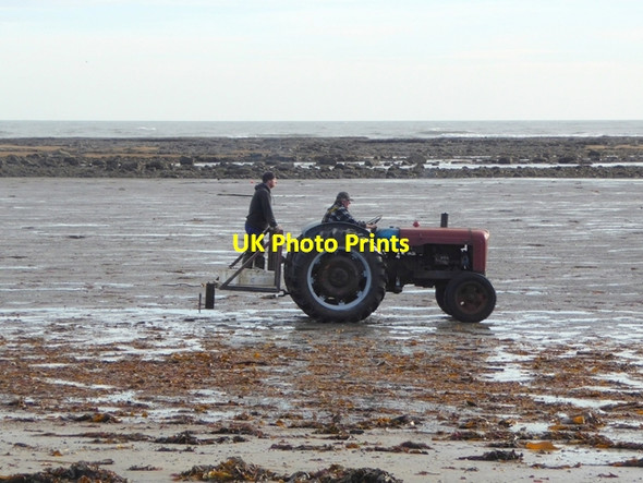 Photo 6"x4" Tractor on Boulmer Beach Boulmer c2016