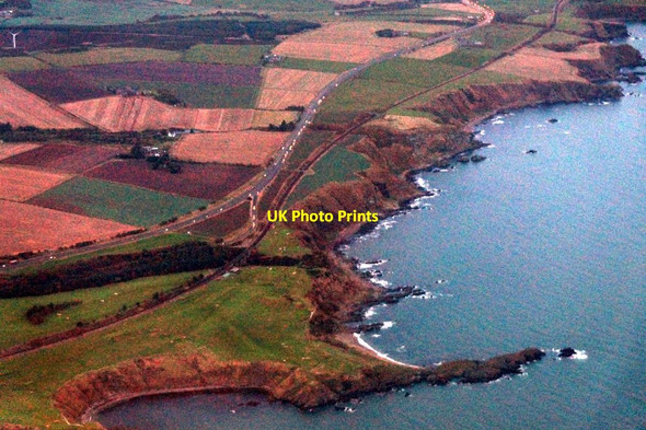 Photo 6"x4" Garron Point from the air, at dusk Stonehaven c2016