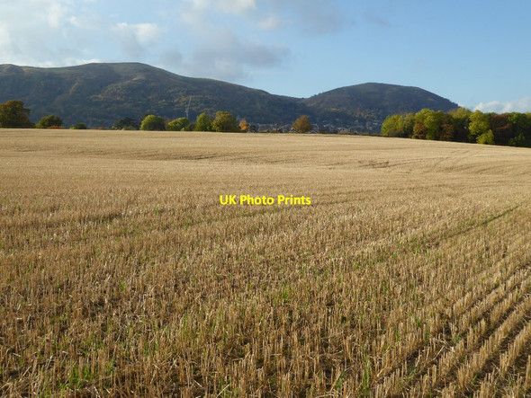 Photo 6"x4" A stubble field with the Malvern Hills beyond Great Malvern c2016