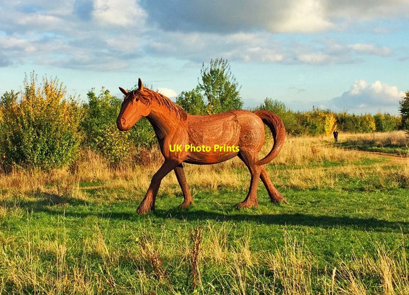 Photo 6"x4" Shire Horses sculptures (2), Kilkenny Lane Country Park, Carterton, Oxon Carterton\/SP2806 c2016