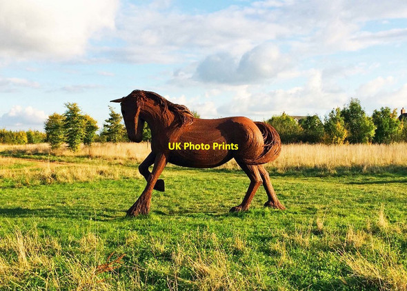 Photo 6"x4" Shire Horses sculptures (3), Kilkenny Lane Country Park, Carterton, Oxon Carterton\/SP2806 c2016