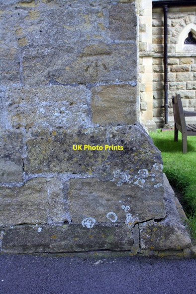 Photo 6"x4" Benchmark on St Mary's Church Thornton Watlass c2016