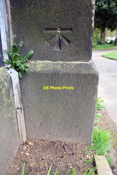 Photo 6"x4" Benchmark on tower buttress of St John Ingrow Church Keighley c2015