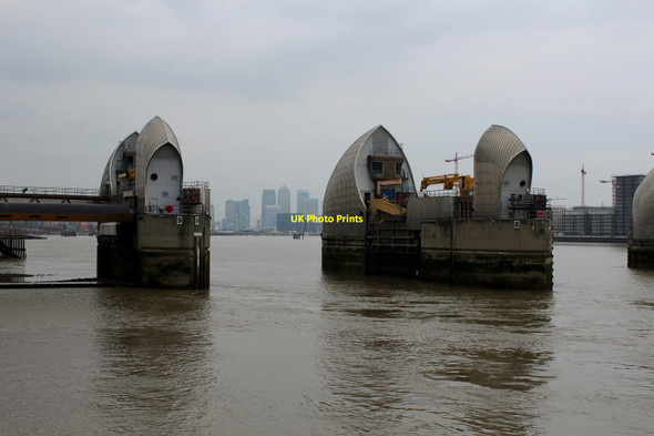 Photo 6"x4" Section of the Thames Barrier - looking Upriver Woolwich c2016
