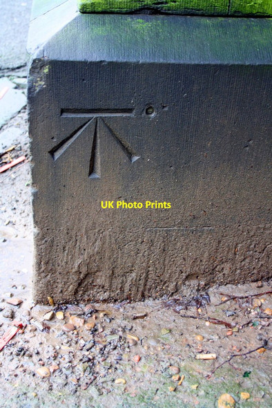 Photo 6"x4" Benchmark on buttress of St George's Church Leicester c2015