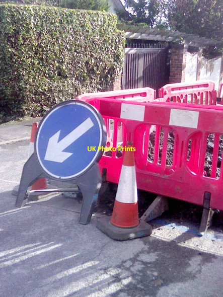 Photo 6"x4" UK Temporary Keep Left  Sign Heanor c2016