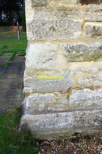 Photo 6"x4" Benchmark on St Mary's Church Milton Keynes c2016