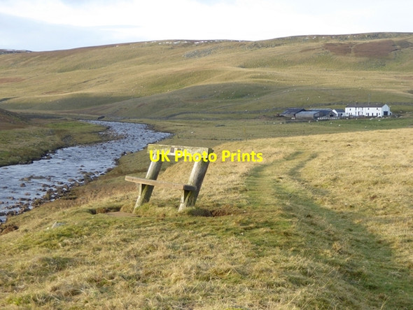 Photo 6"x4" Bench beside the Pennine Way Forest-in-Teesdale c2016