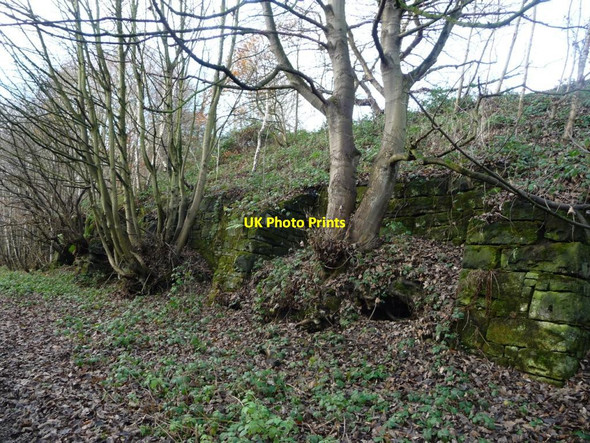 Photo 6"x4" Retaining wall, alongside the former Worsbrough railway Worsbrough c2016