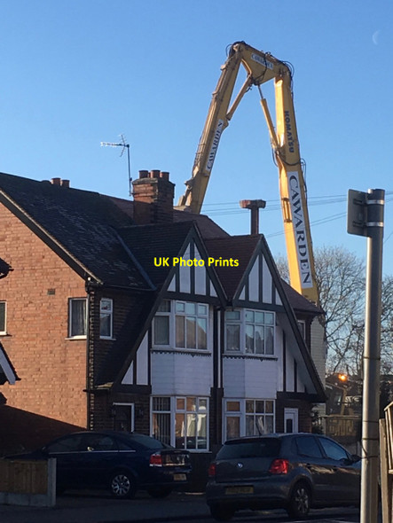 Photo 6"x4" Demolition boom looms over house Long Eaton c2016
