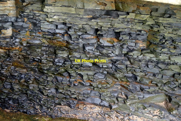 Photo 6"x4" Seam of coal in Bleaching Rocks, Gullane Bay Gullane c2016 P1