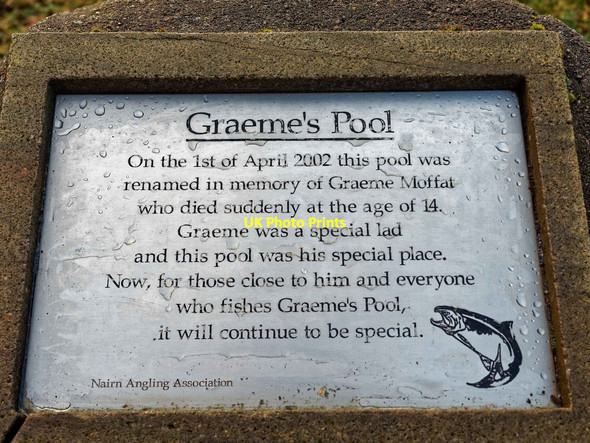 Photo 6"x4" Memorial plaque next to the River Nairn Culcharry c2016