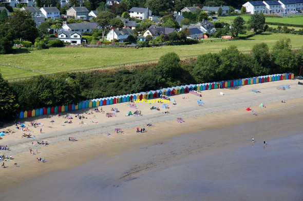 Photo 6"x4" Beach huts on Llanbedrog beach Llanbedrog c2015