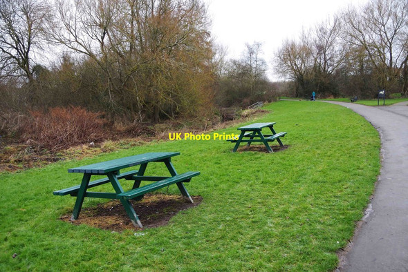 Photo 6"x4" Two picnic tables in Hazelwell Park, Stirchley, Birmingham Stirchley\/SP0581 c2017