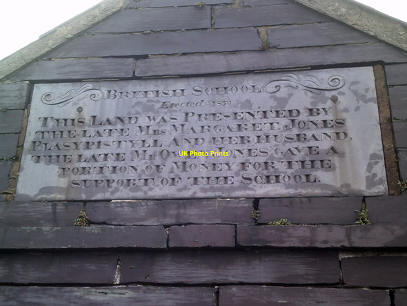 Photo 6"x4" Plaque on former British School, Rachub Llanllechid c2017