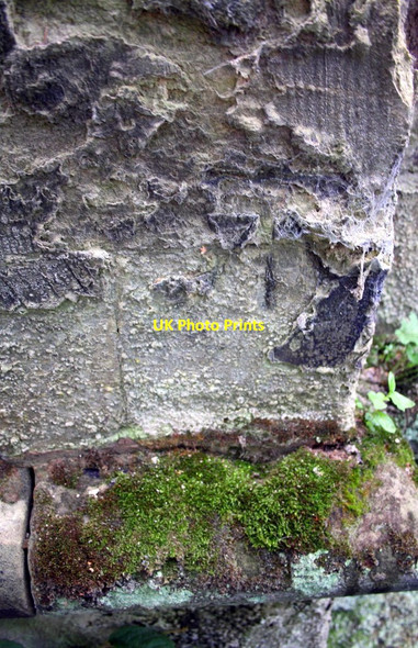 Photo 6"x4" Weathered benchmark on wall of St Mary's Abbey Church Nuneaton c2016