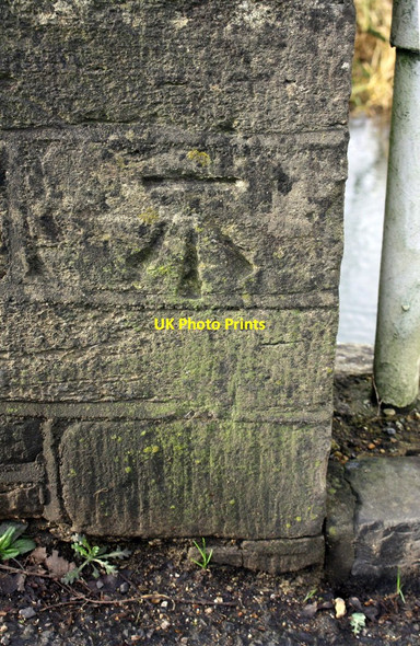 Photo 6"x4" Benchmark on parapet of bridge over River Windrush Little Minster c2017