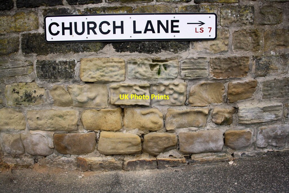 Photo 6"x4" Benchmark under Church Lane name sign Leeds\/SE3034 c2016